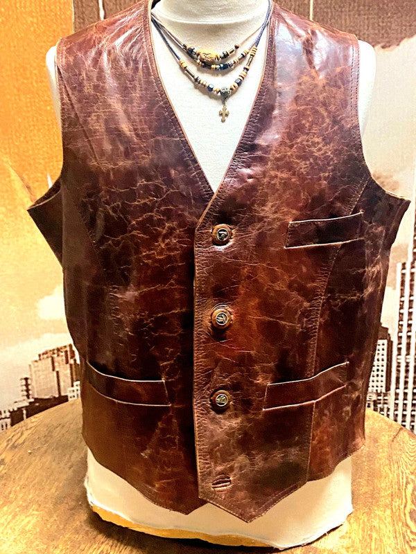 Vintage 80s Leather Gillet Waistcoat