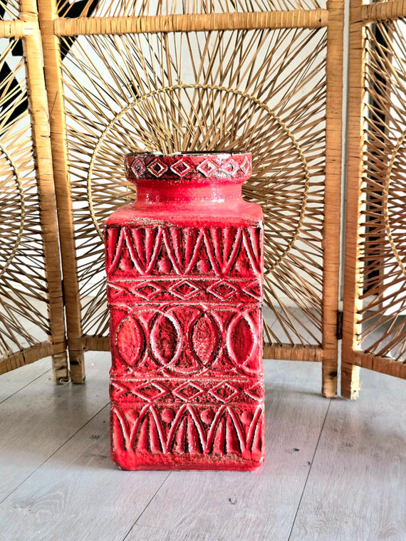 Vintage 70s Bay Keramik Floor Ceramic Vase By Bodo Mans West Germany