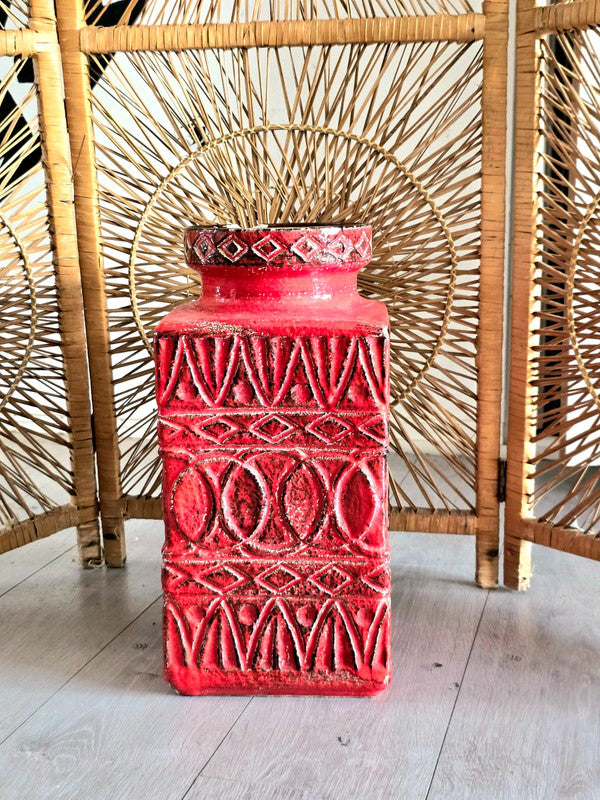 Vintage 70s Bay Keramik Floor Ceramic Vase By Bodo Mans West Germany