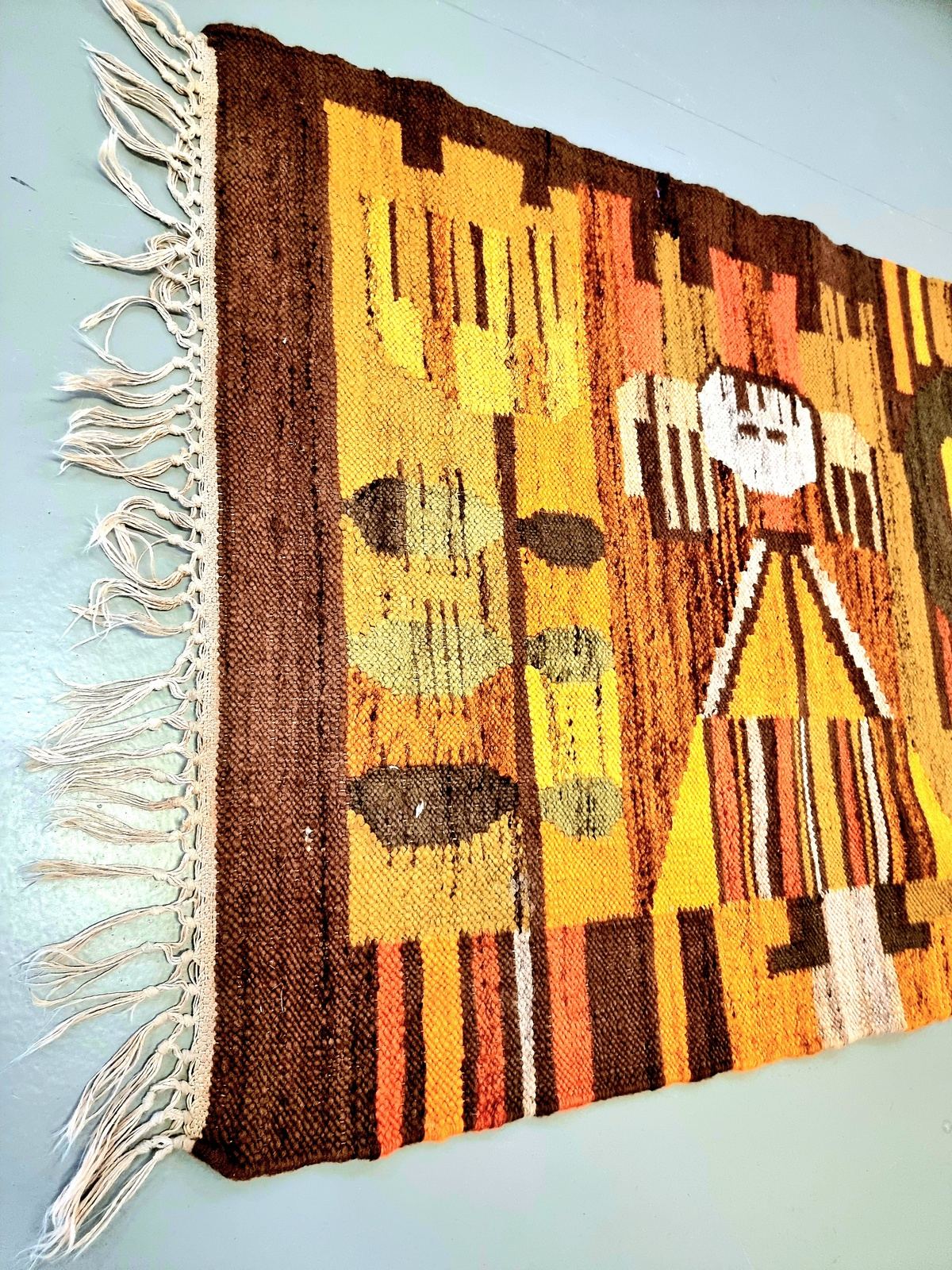 Authentic Vintage Polish Kilim Hand-woven Rug