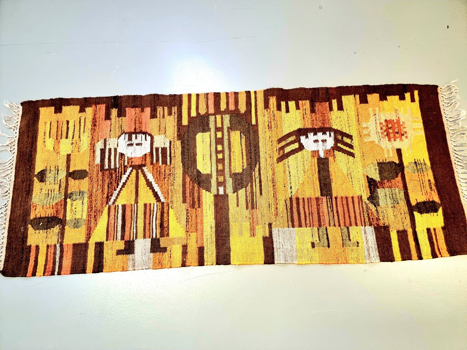 Authentic Vintage Polish Kilim Hand-woven Rug