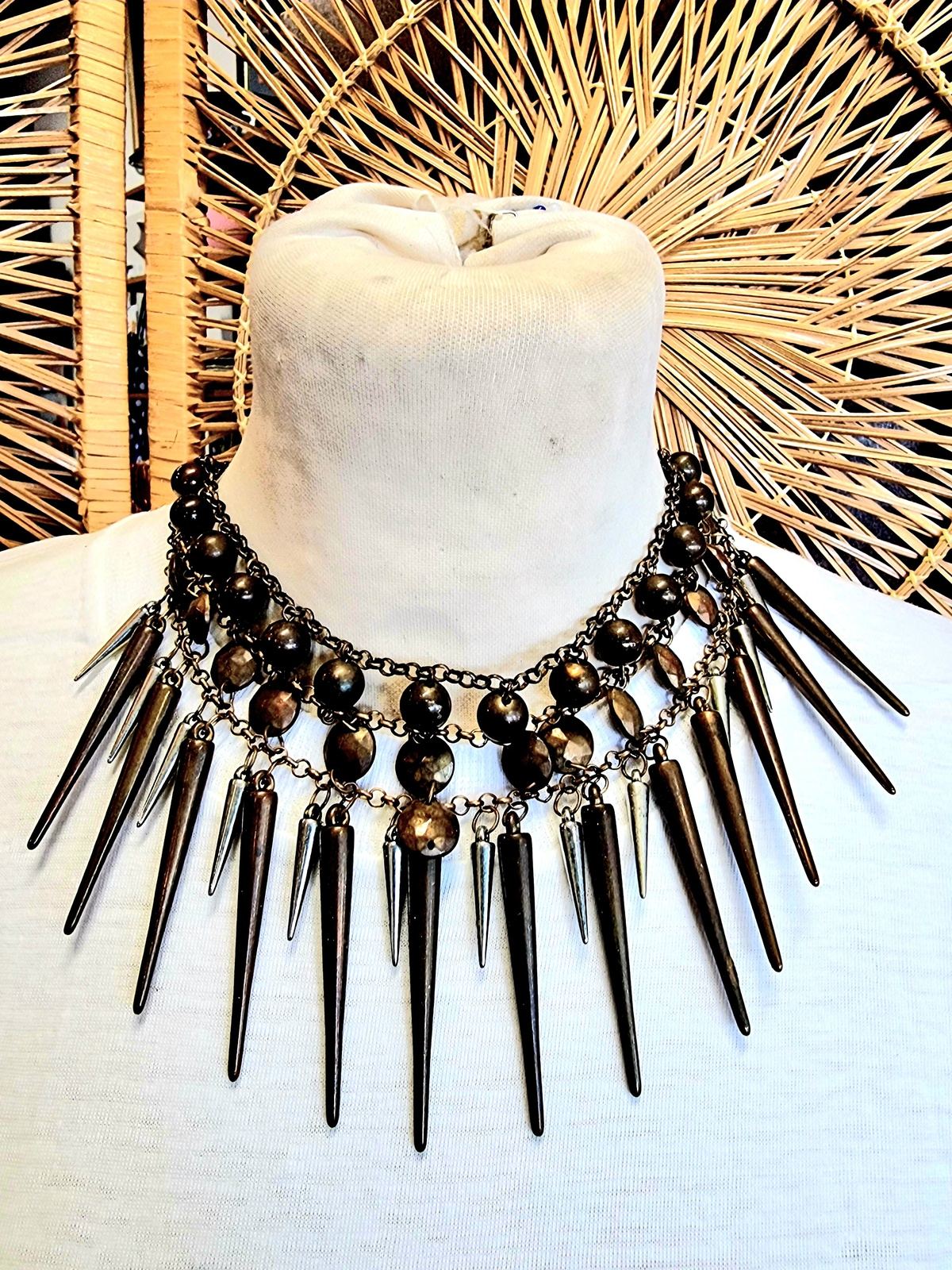 Vintage 80s Punk Rock Spike Metal Chocker Necklace