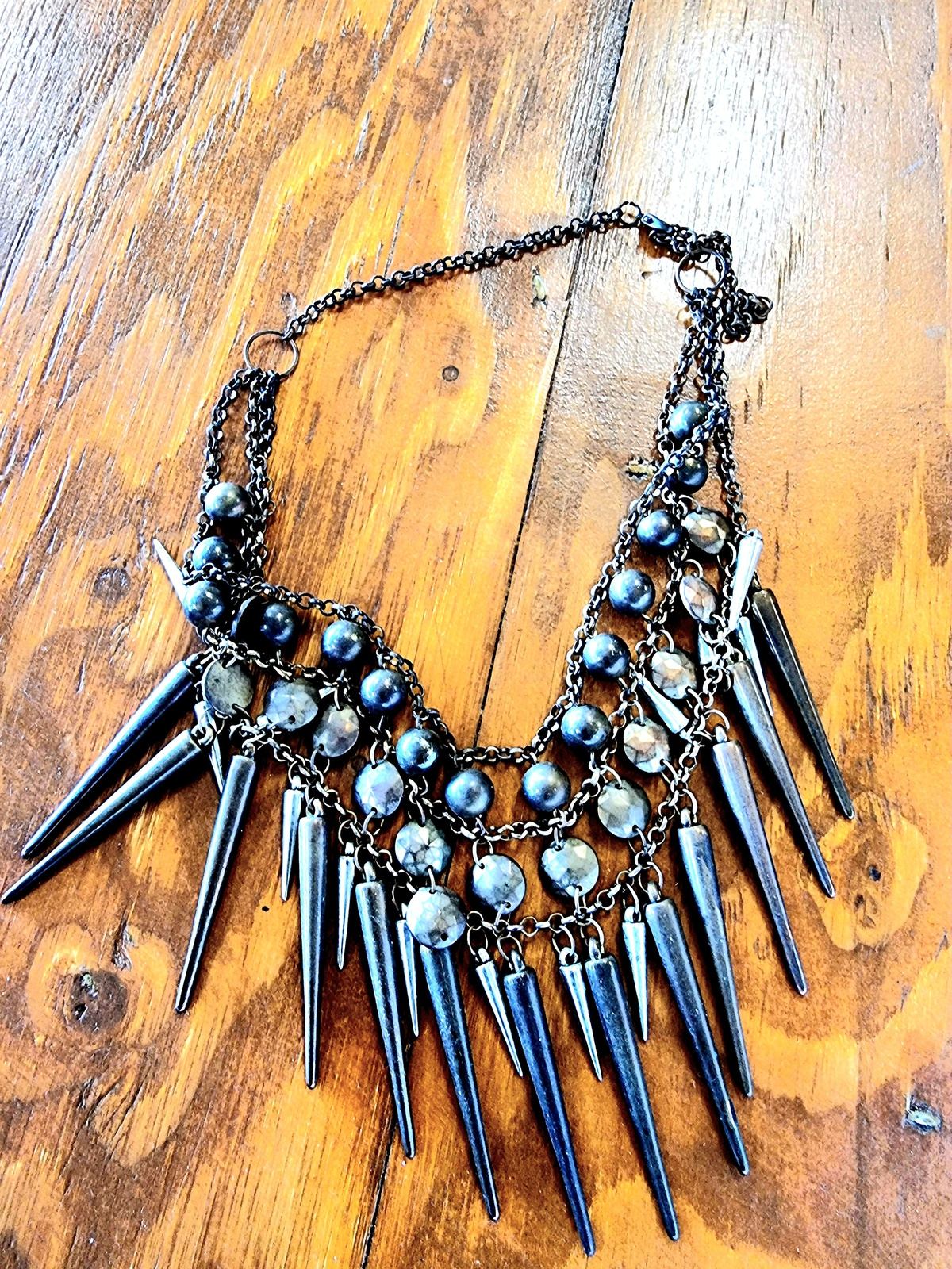 Vintage 80s Punk Rock Spike Metal Chocker Necklace