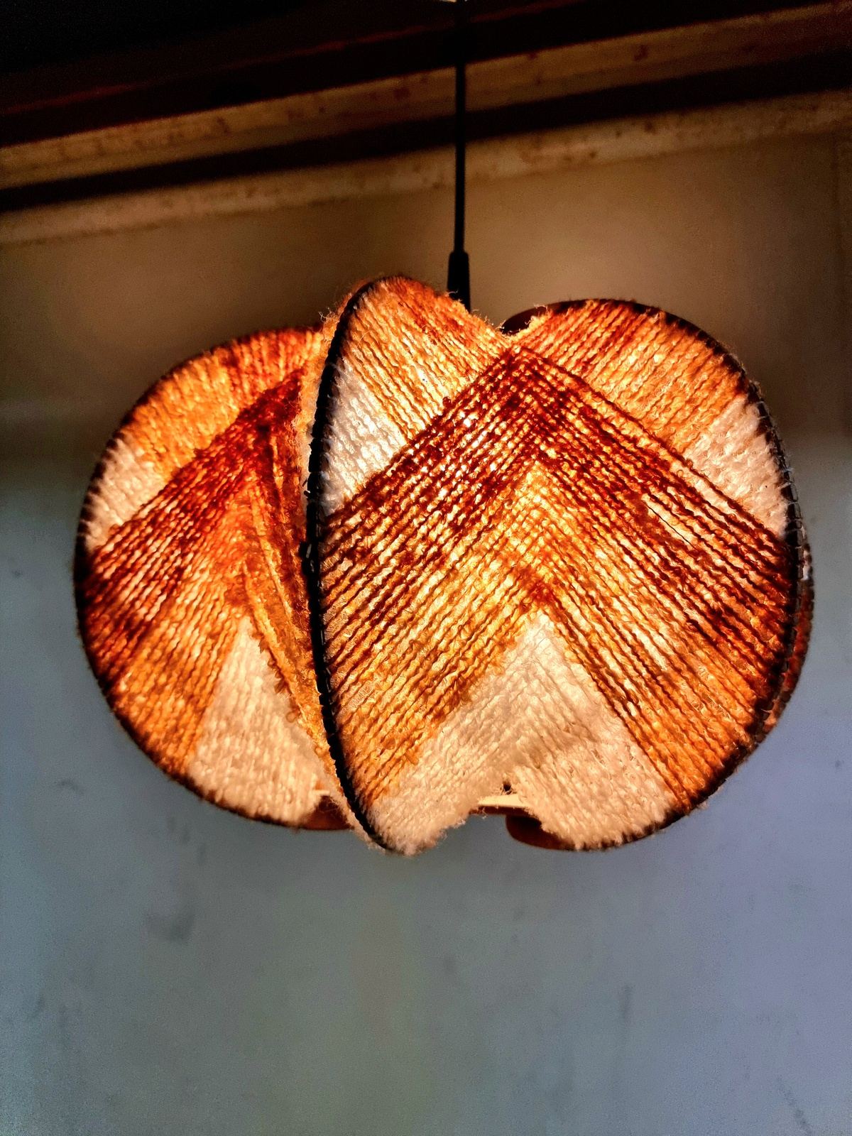 Vintage 70s German Space Age Woven Wabi Sabi Light