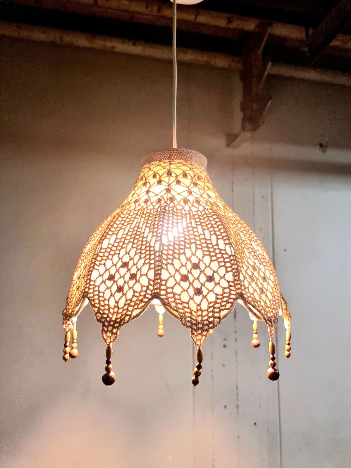 Boho Hanging Pendant Crochet Hang Lamp