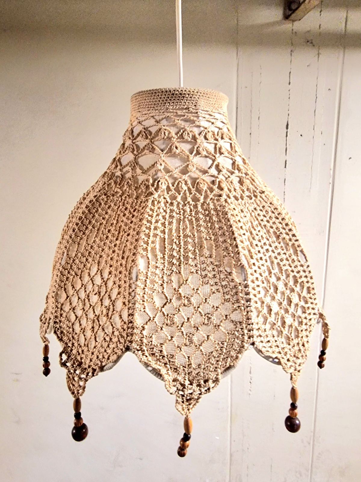 Boho Hanging Pendant Crochet Hang Lamp