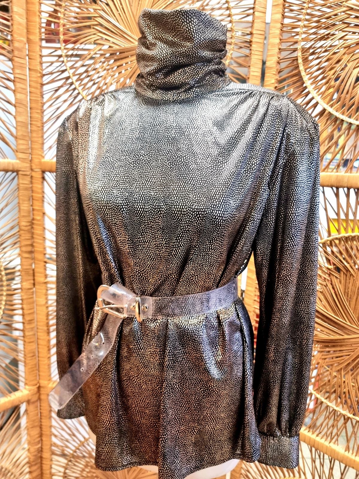 Vintage 80's High Neck Disco Blouse