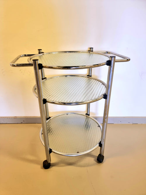 Vintage Serving Trolley with Glass & Wheels