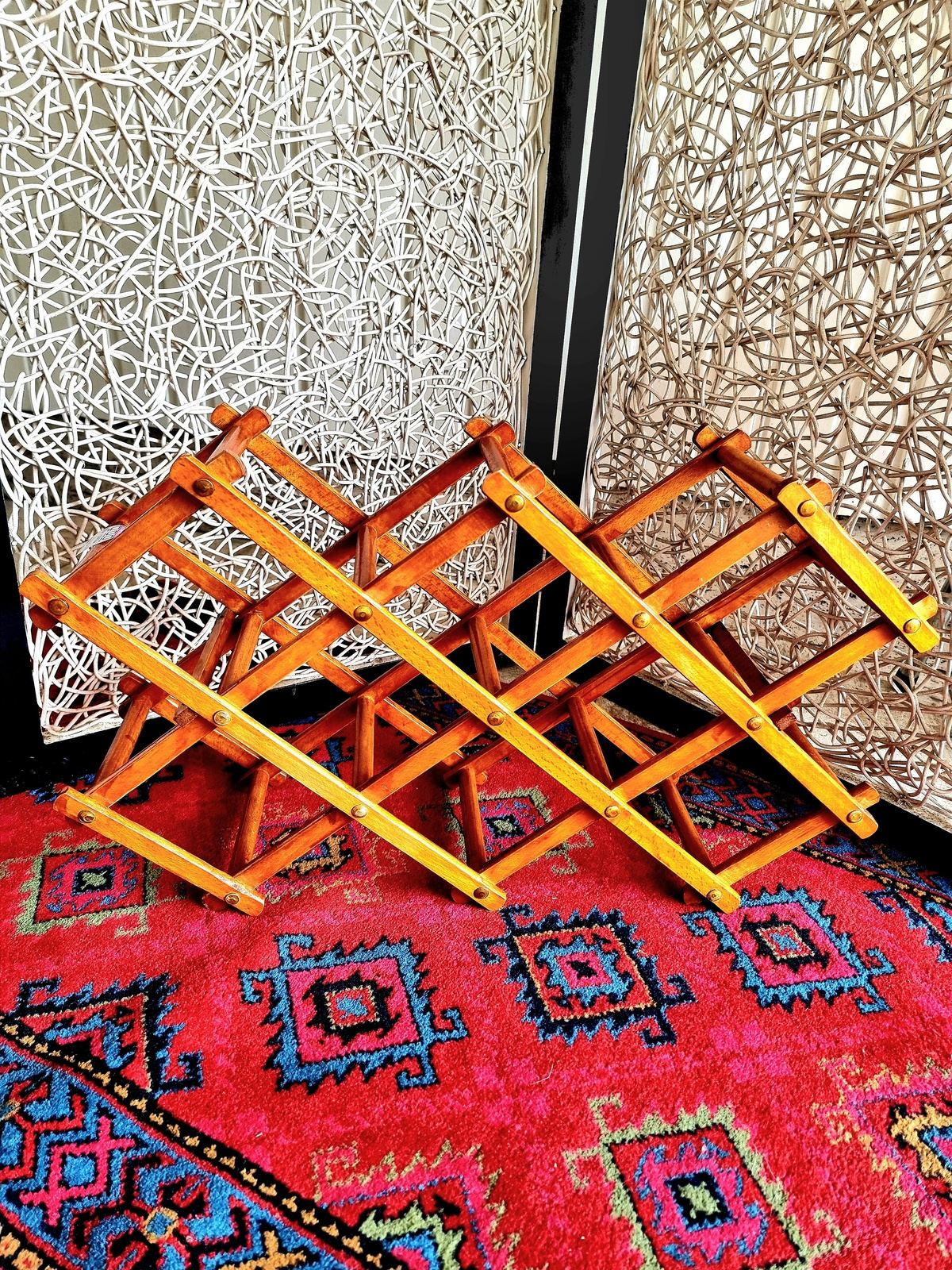Vintage Foldable Woodwn Wine Rack