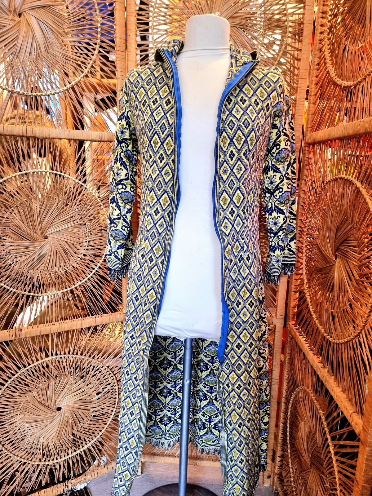 Vintage 70s / 80s Tapestry Hooded Overcoat Jacket