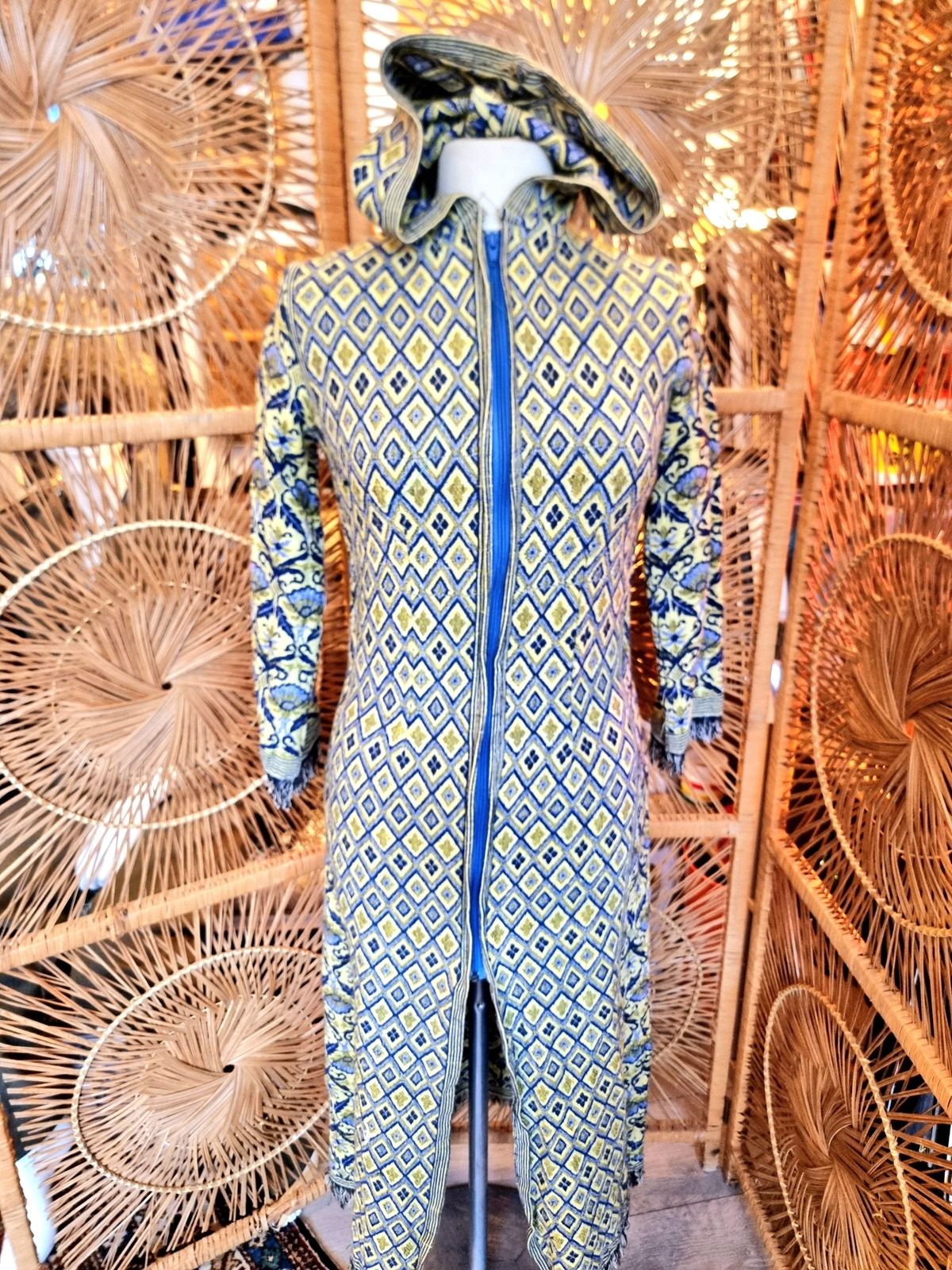 Vintage 70s / 80s Tapestry Hooded Overcoat Jacket