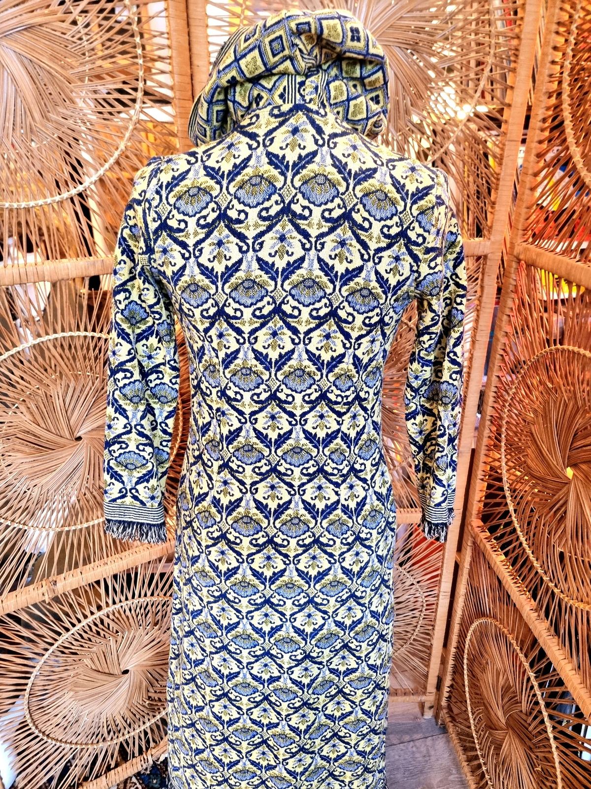 Vintage 70s / 80s Tapestry Hooded Overcoat Jacket