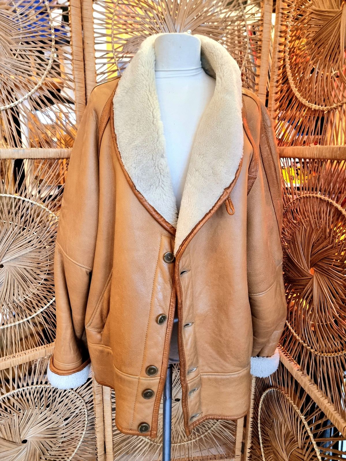 Vintage Real Shearling Sheepskin Coat Jacket