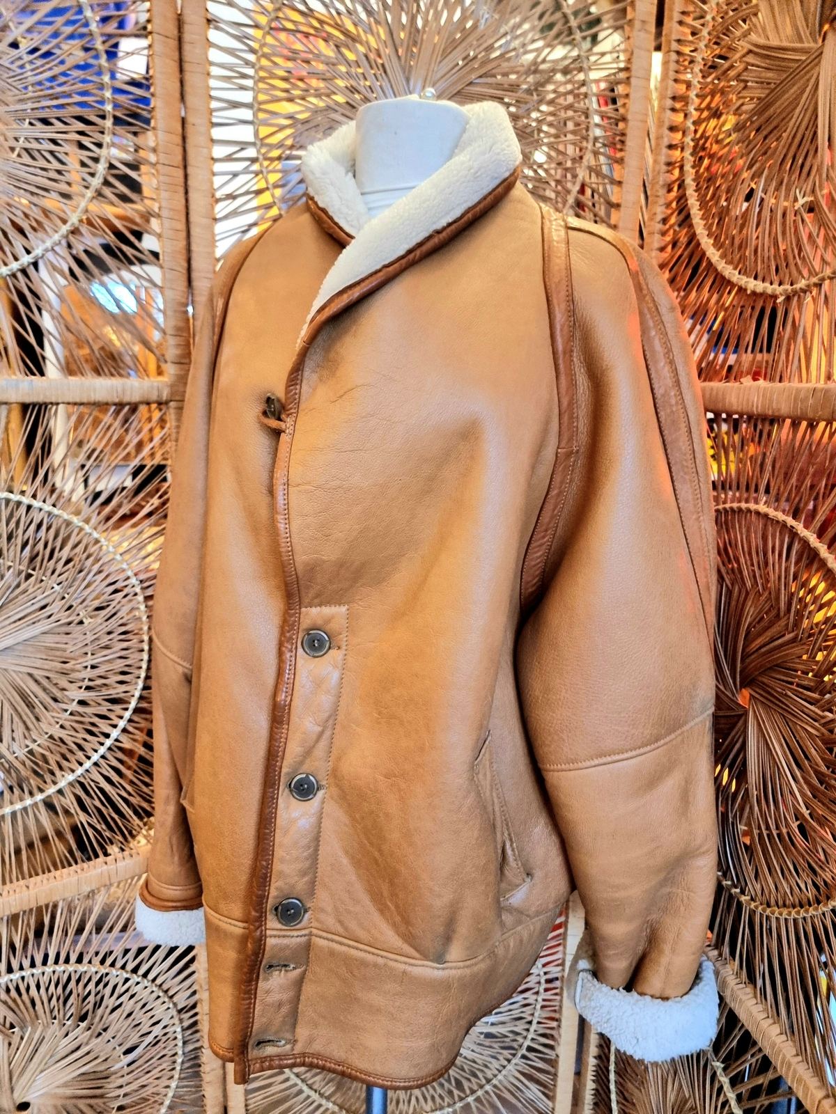 Vintage Real Shearling Sheepskin Coat Jacket