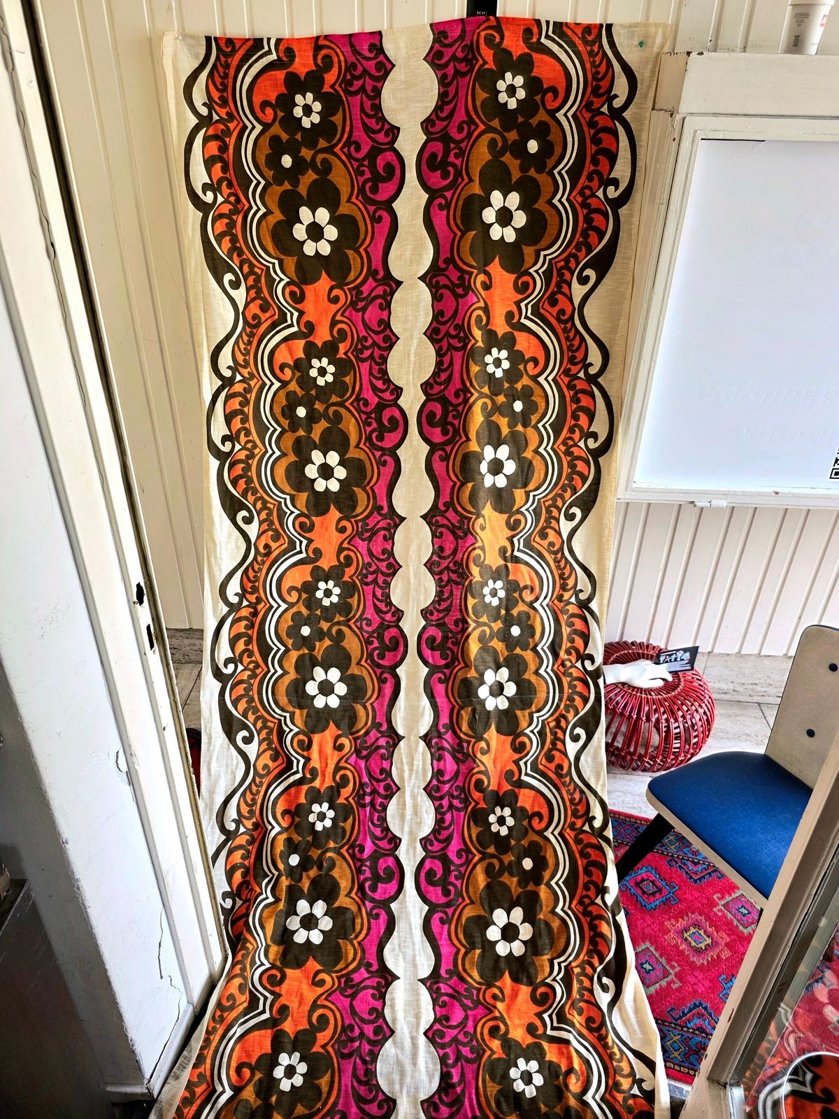 Vintage retro Original 1970s Floral Curtain