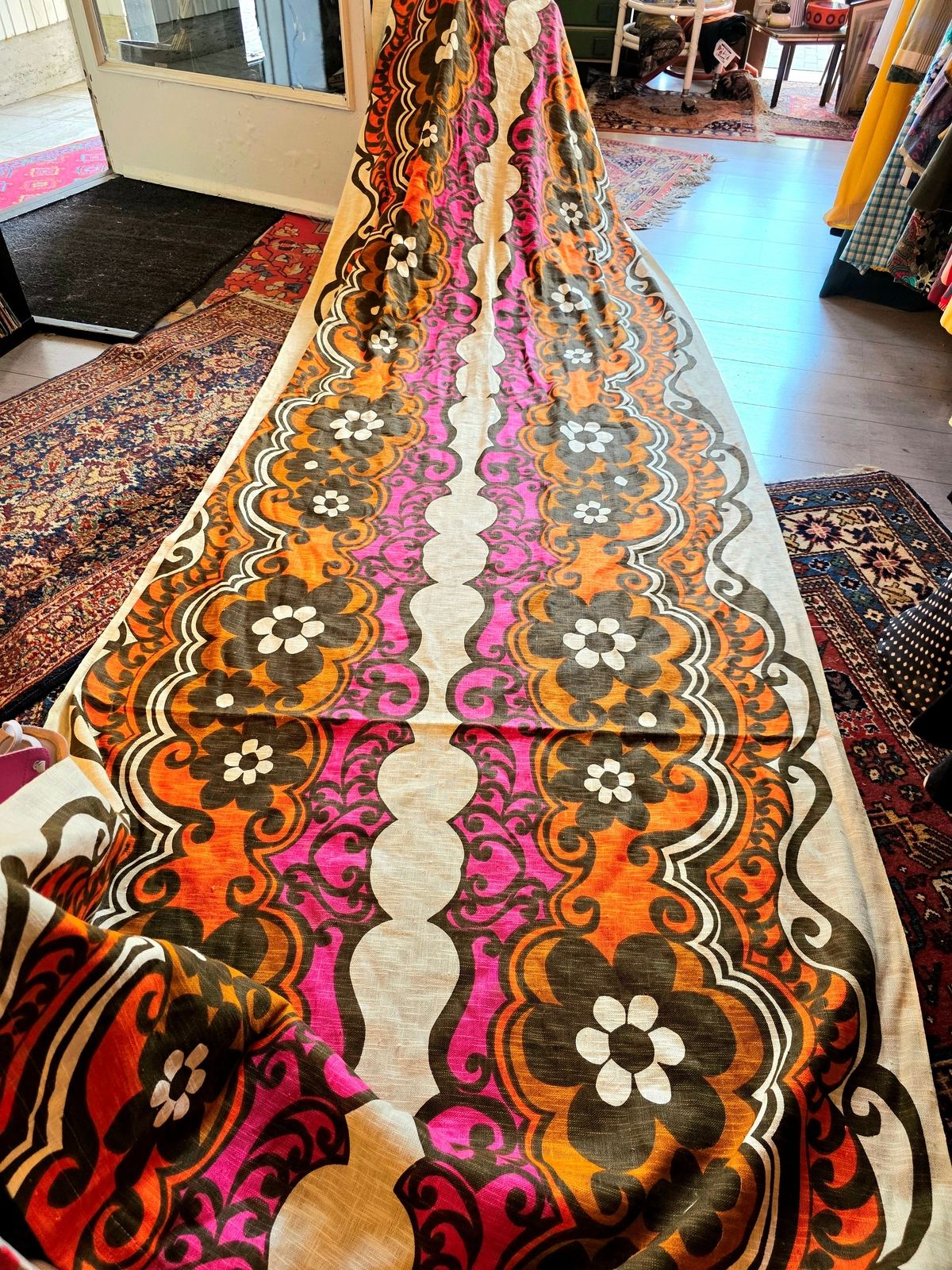 Vintage retro Original 1970s Floral Curtain