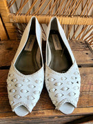 Vintage 1980s Lady Fashion Peep Toes Slip on Shoes
