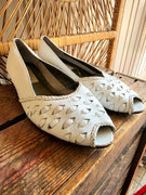 Vintage 1980s Lady Fashion Peep Toes Slip on Shoes