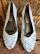 Vintage 1980s Lady Fashion Peep Toes Slip on Shoes