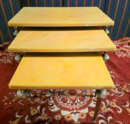 Set of 3 Vintage 1950s Marble Top Nesting Tables