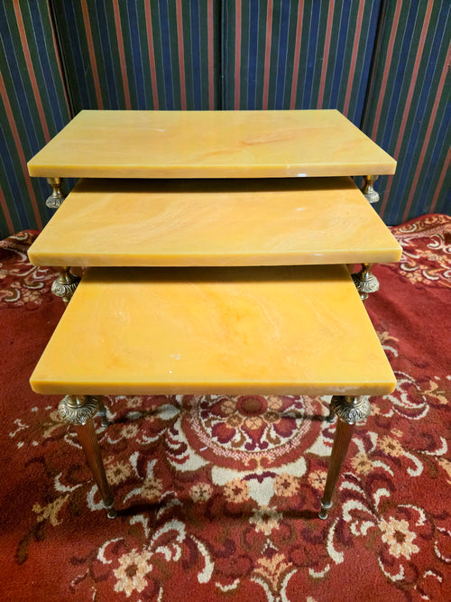 Set of 3 Vintage 1950s Marble Top Nesting Tables