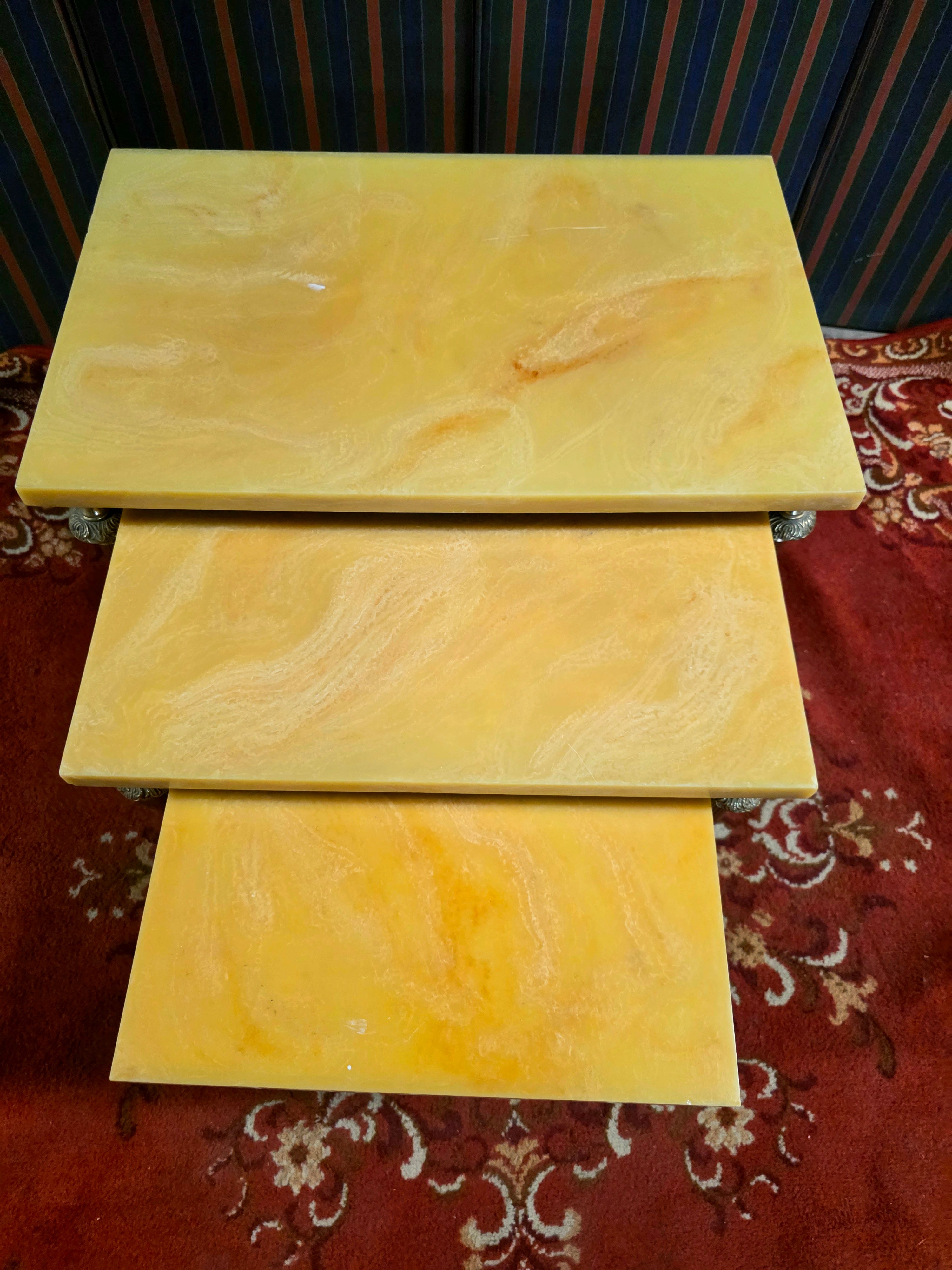 Set of 3 Vintage 1950s Marble Top Nesting Tables