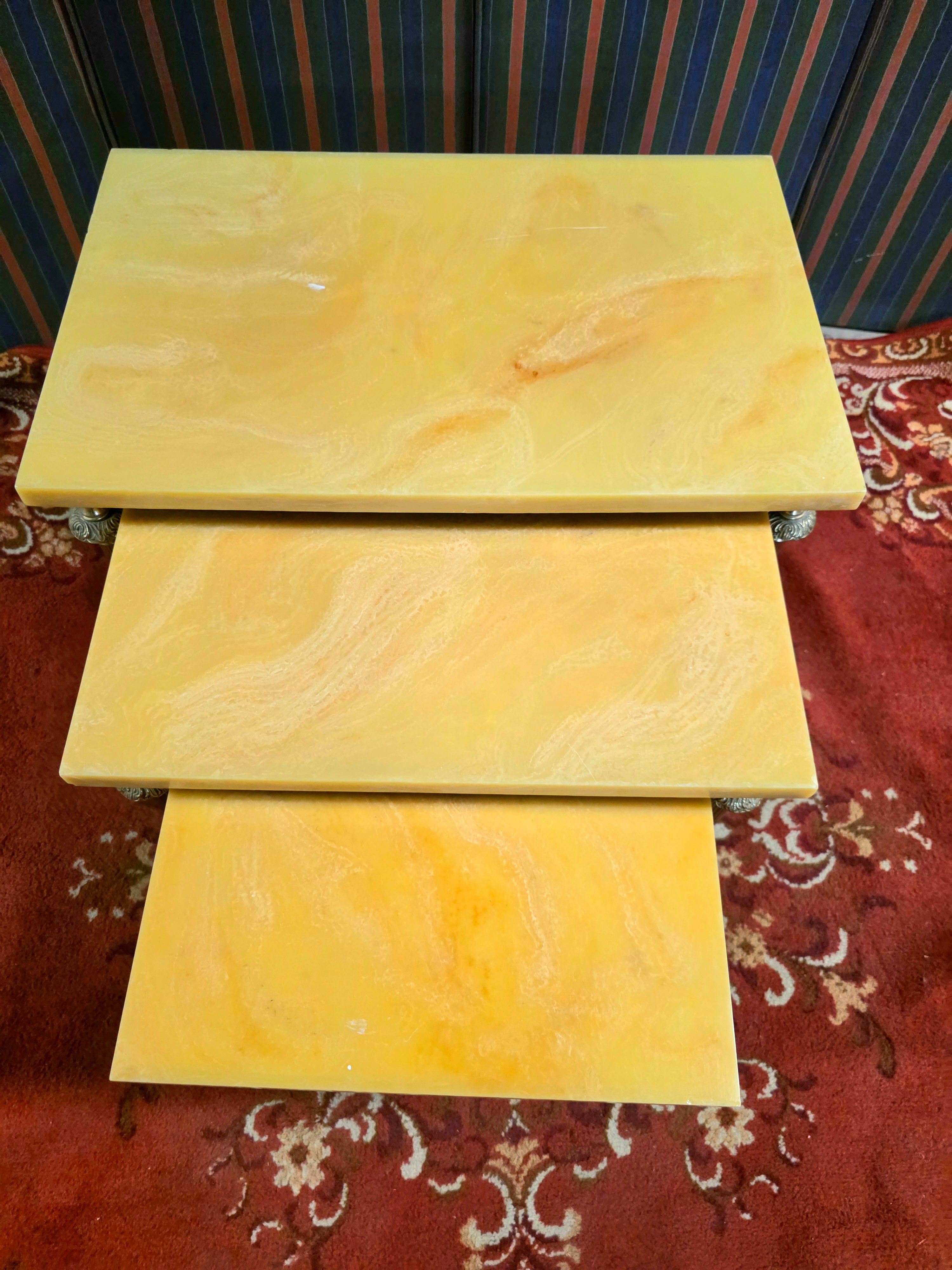 Set of 3 Vintage 1950s Marble Top Nesting Tables