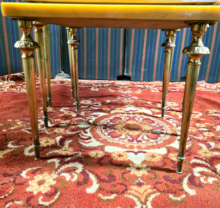 Set of 3 Vintage 1950s Marble Top Nesting Tables