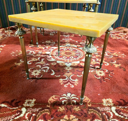 Set of 3 Vintage 1950s Marble Top Nesting Tables
