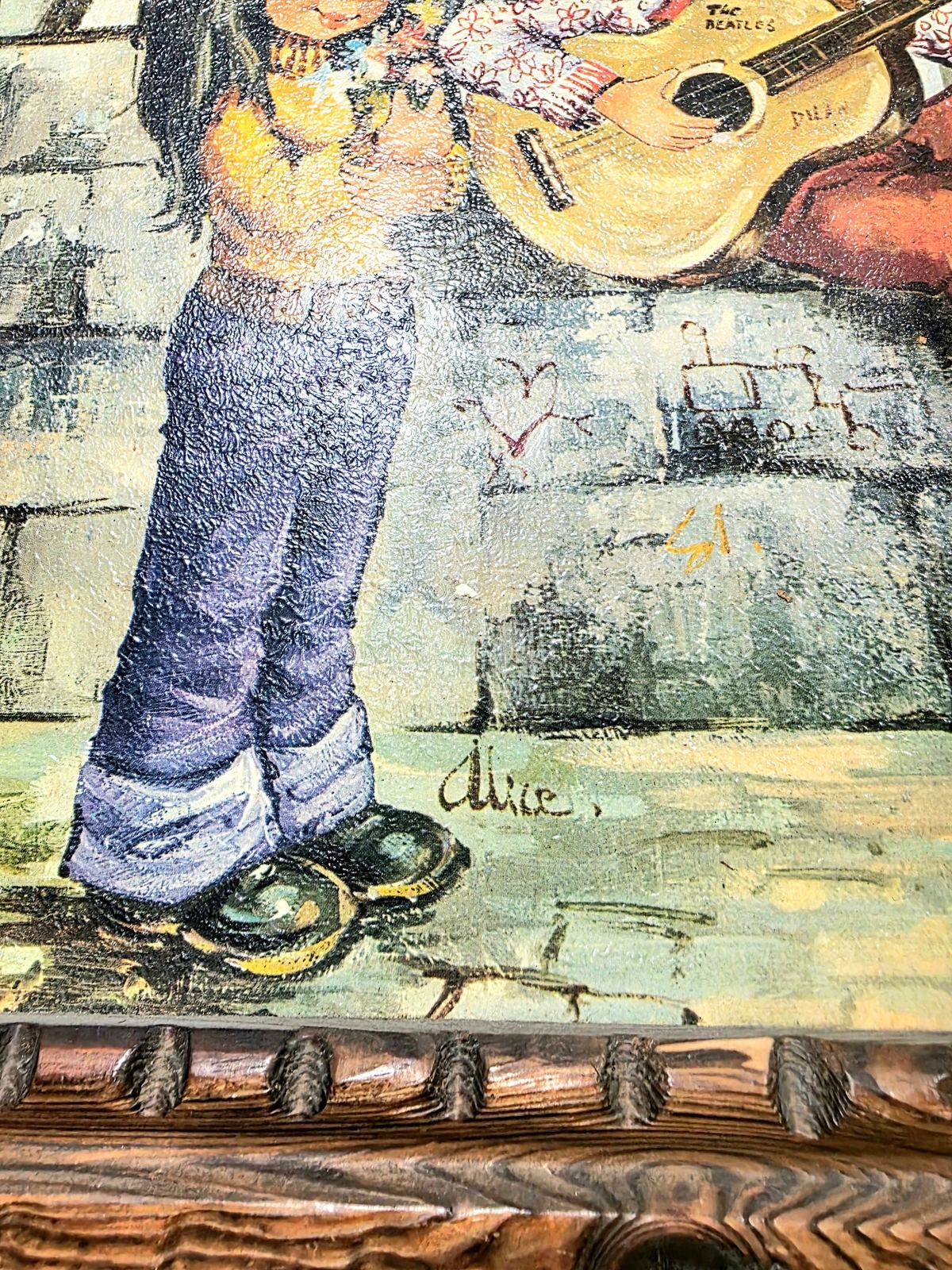Vintage Signed 60s / 70s "The Musicians" Framed Painting