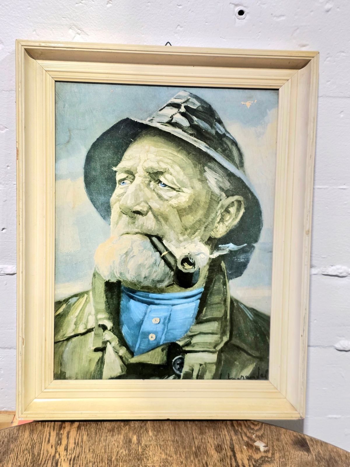 Vintage 1920s 'Heinrich Haerendel' Old Fisherman Framed Painting