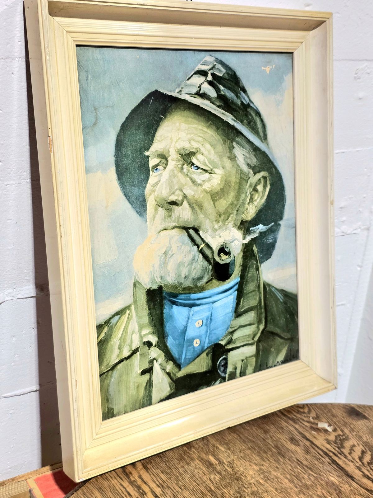 Vintage 1920s 'Heinrich Haerendel' Old Fisherman Framed Painting