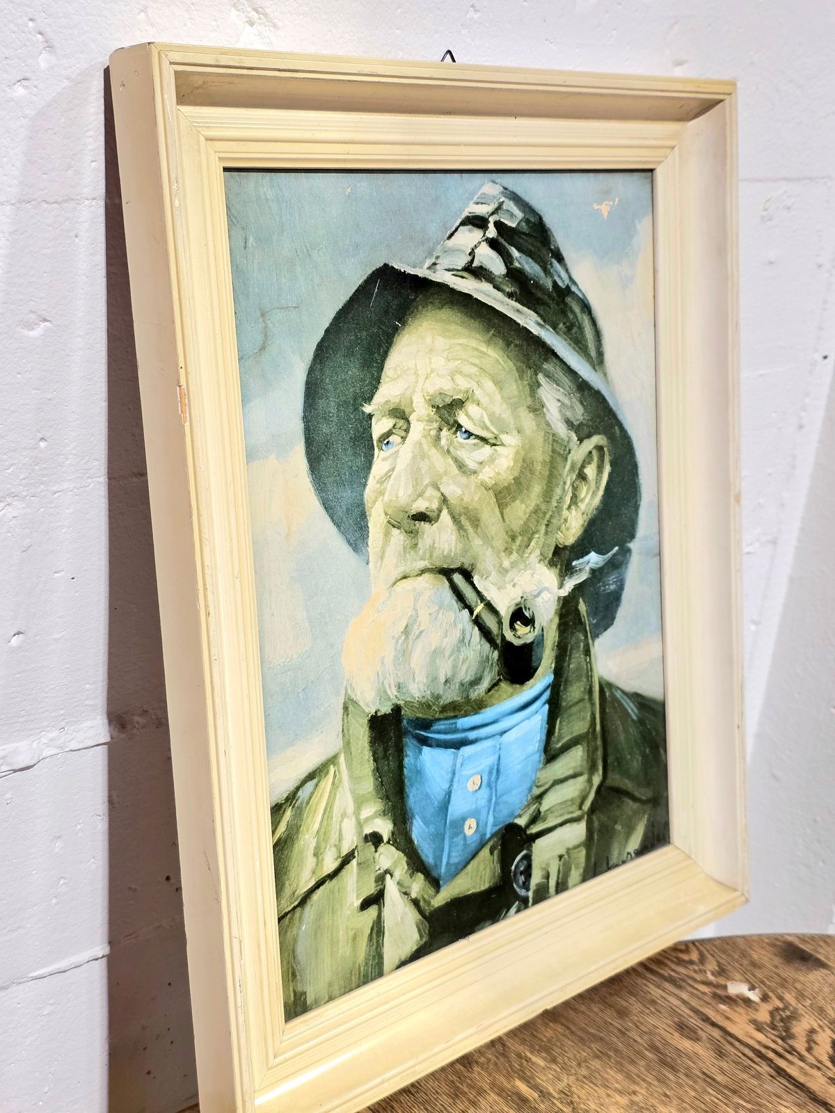Vintage 1920s 'Heinrich Haerendel' Old Fisherman Framed Painting