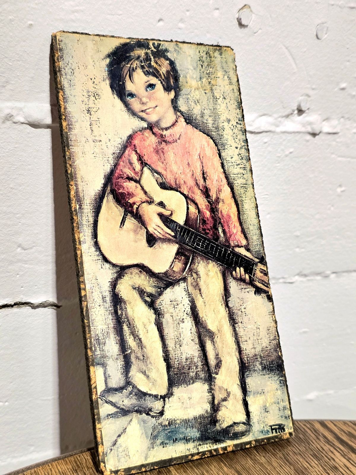 Vintage 1960 Signed Children Art Wall Decor