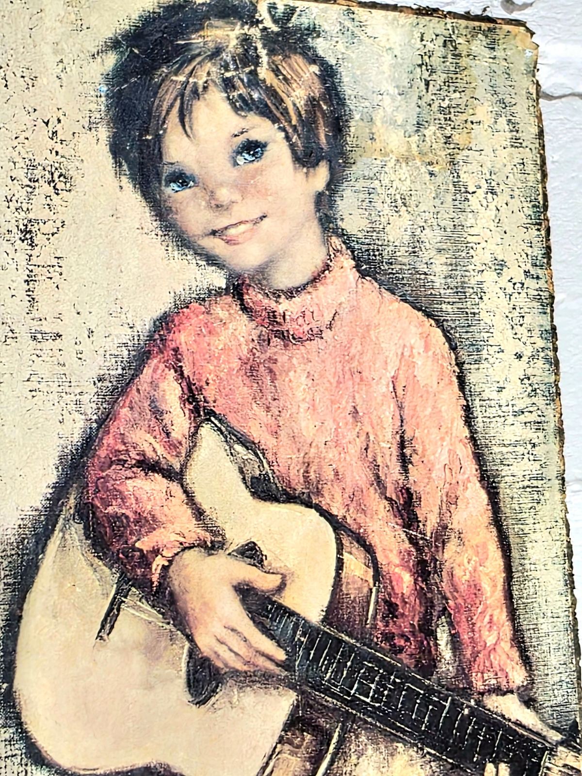 Vintage 1960 Signed Children Art Wall Decor