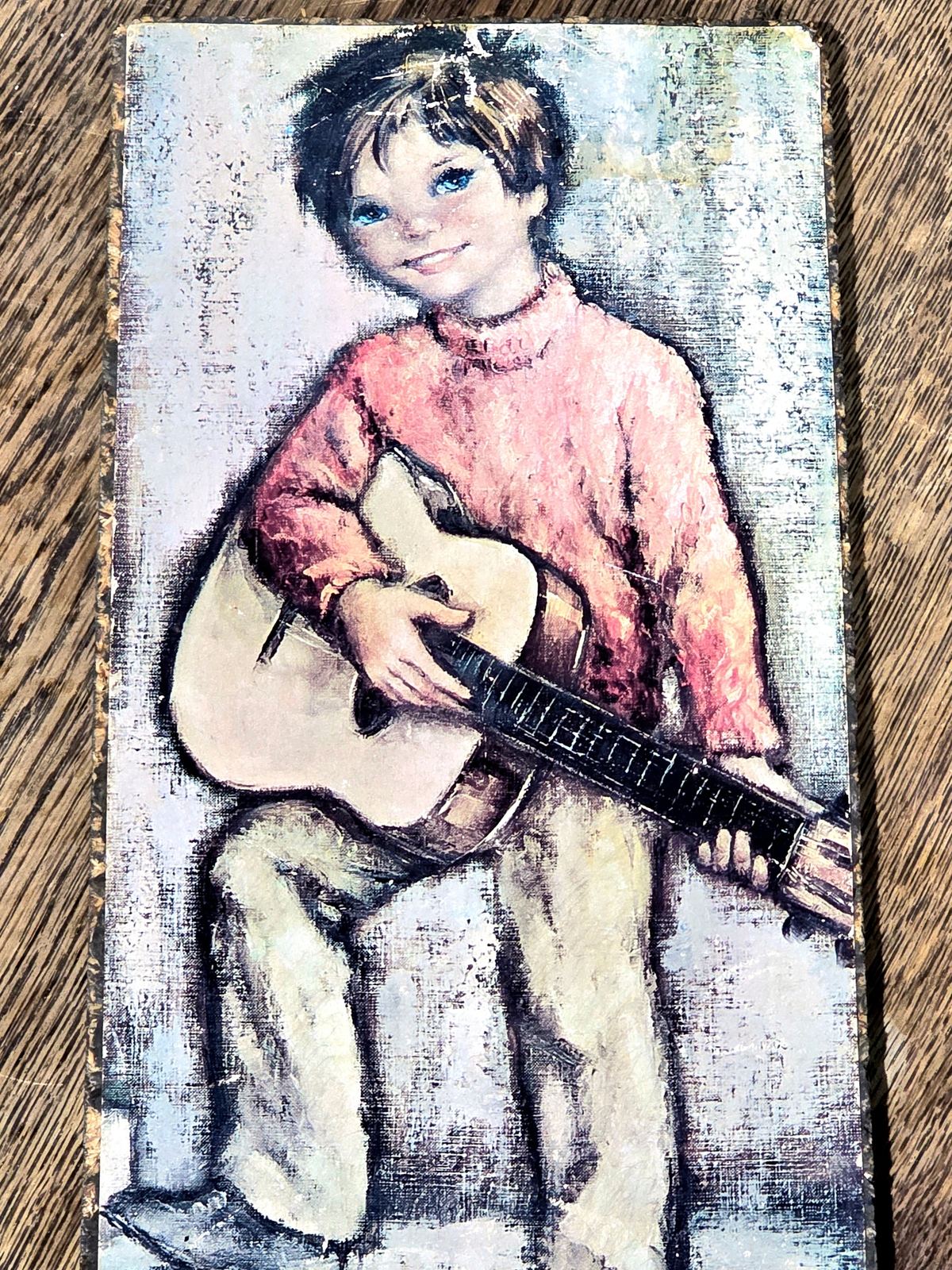 Vintage 1960 Signed Children Art Wall Decor