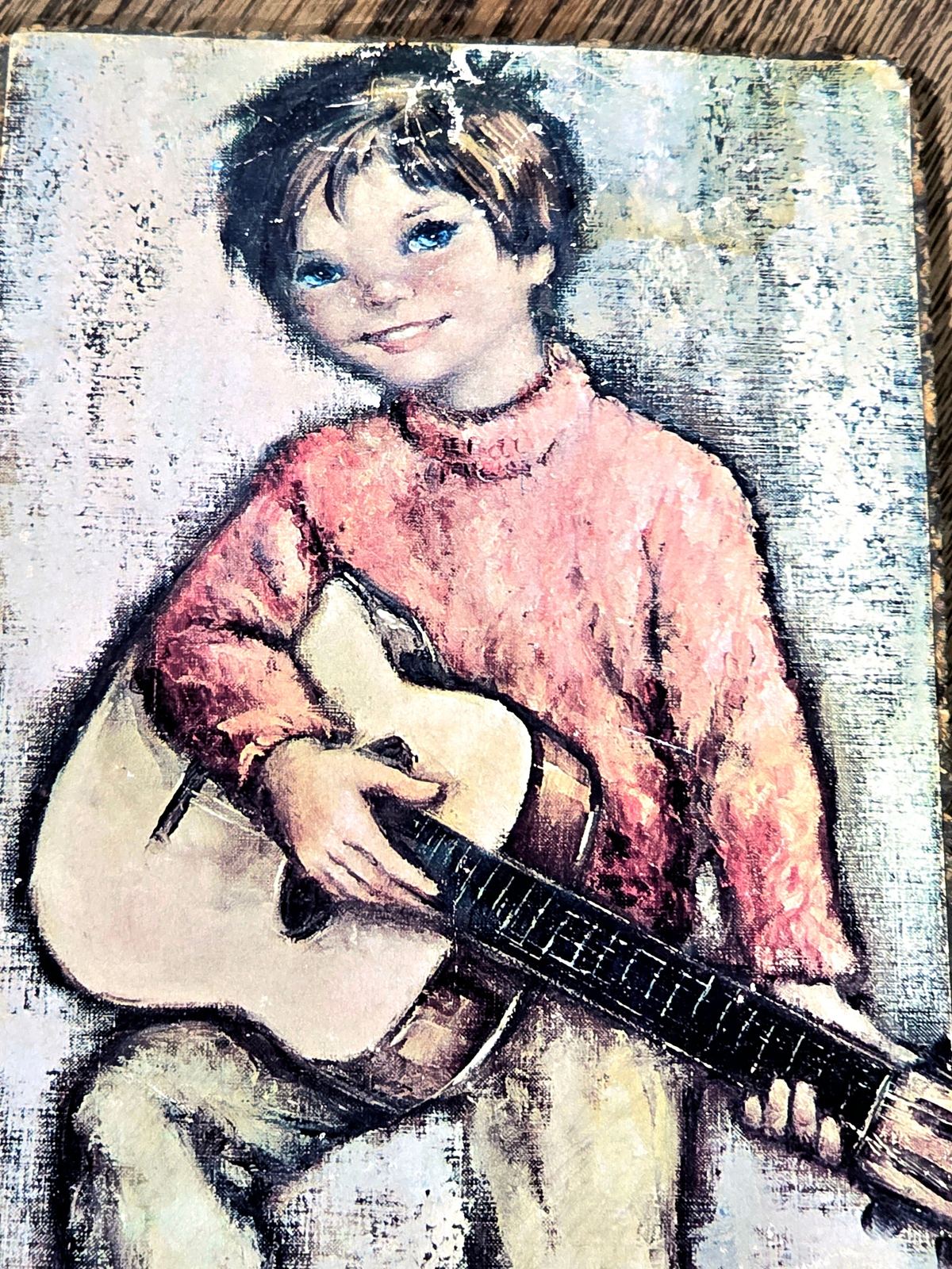 Vintage 1960 Signed Children Art Wall Decor
