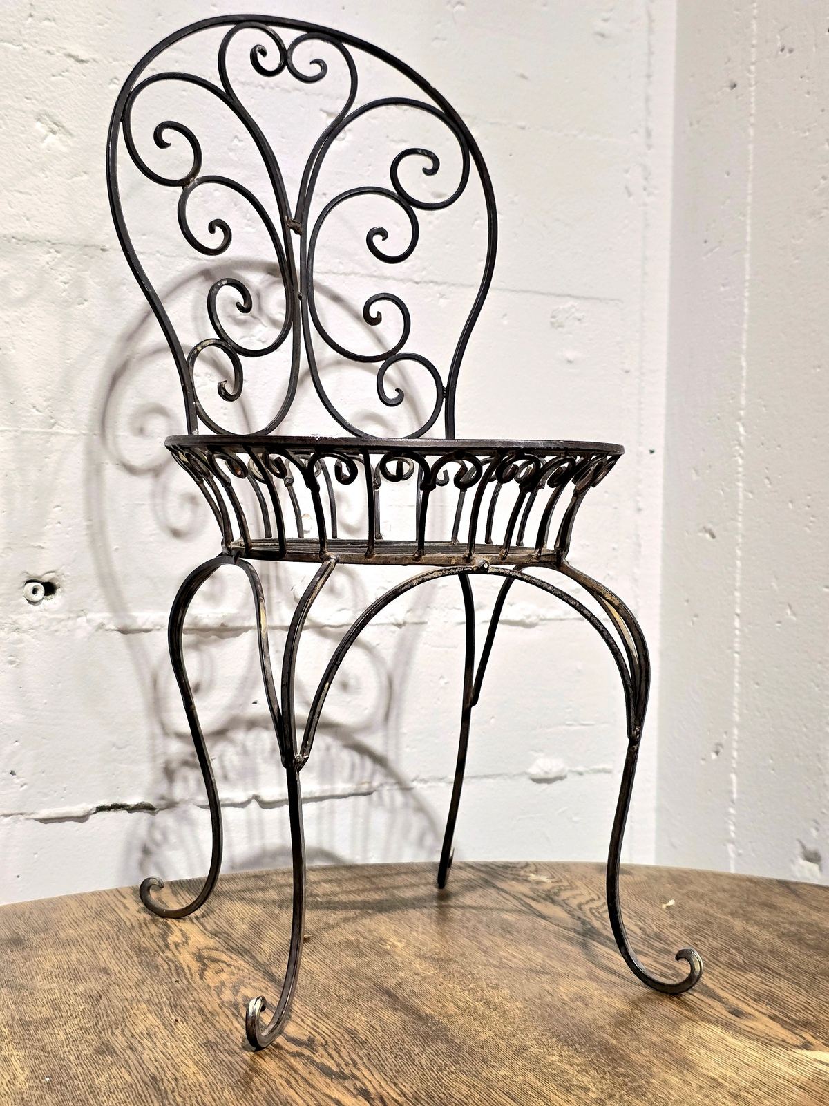 Vintage Wrought Iron Garden Plant Holder Chairs