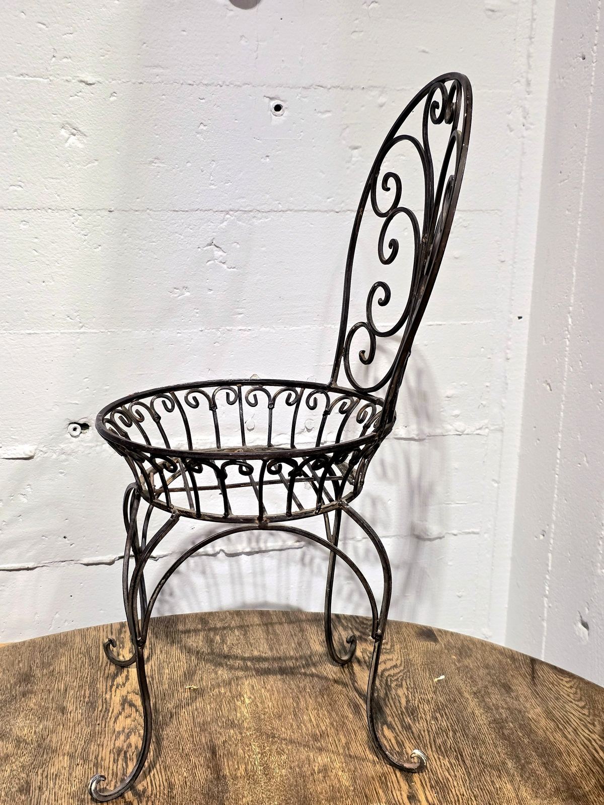 Vintage Wrought Iron Garden Plant Holder Chairs