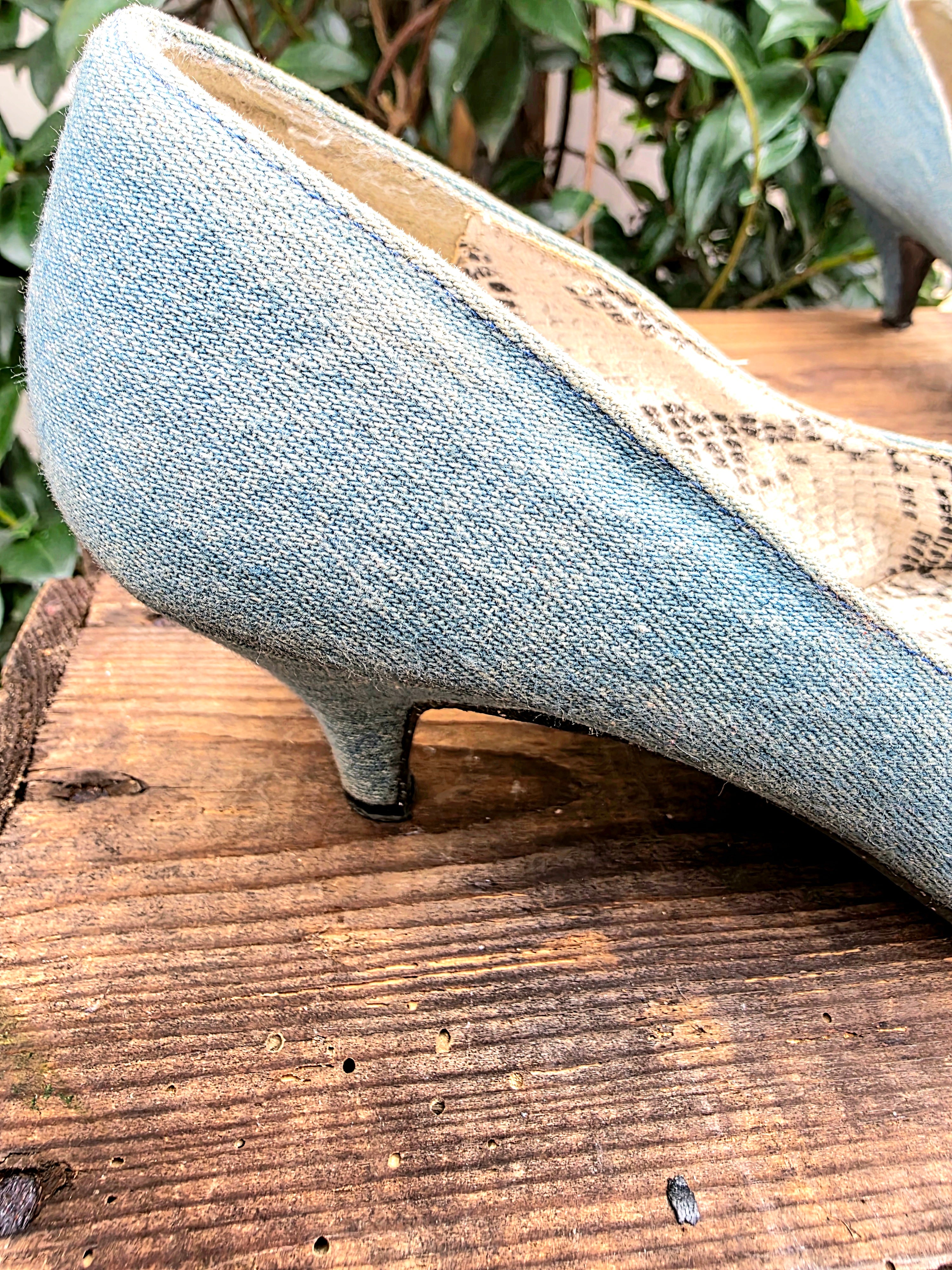 Vintage 80's Frenzy Denim Heel Shoes