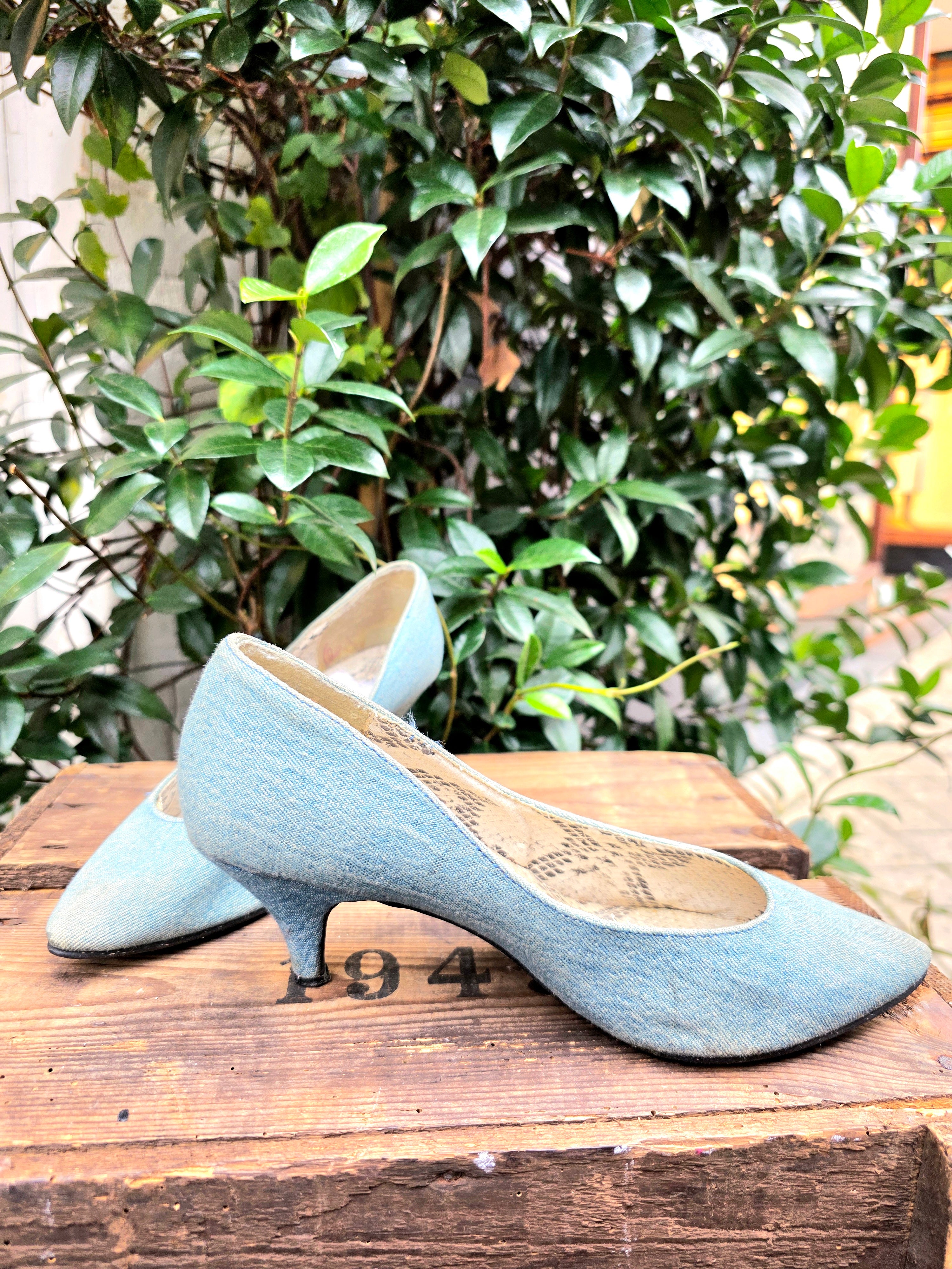 Vintage 80's Frenzy Denim Heel Shoes