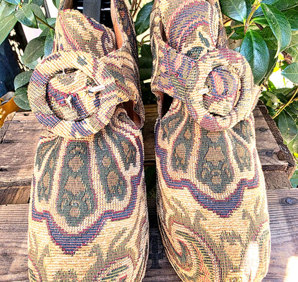 Vintage 90's / Y2K Jeffery Campbell Tapestry Platform Shoes