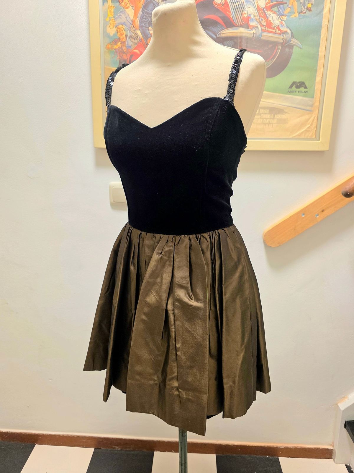 Vintage 1980's Velvet Strapped Party Dress