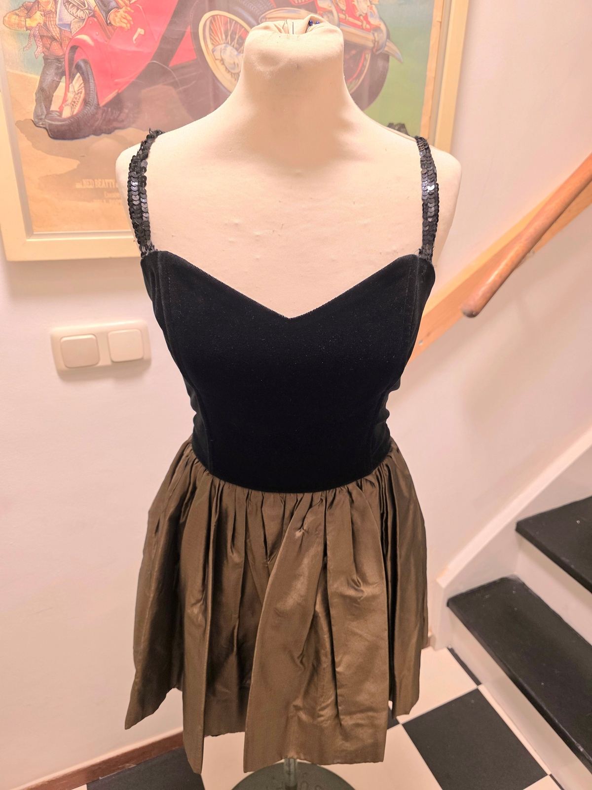 Vintage 1980's Velvet Strapped Party Dress