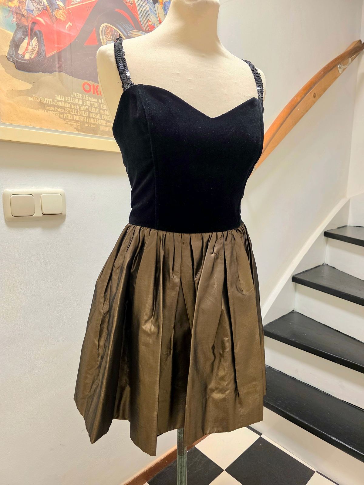 Vintage 1980's Velvet Strapped Party Dress