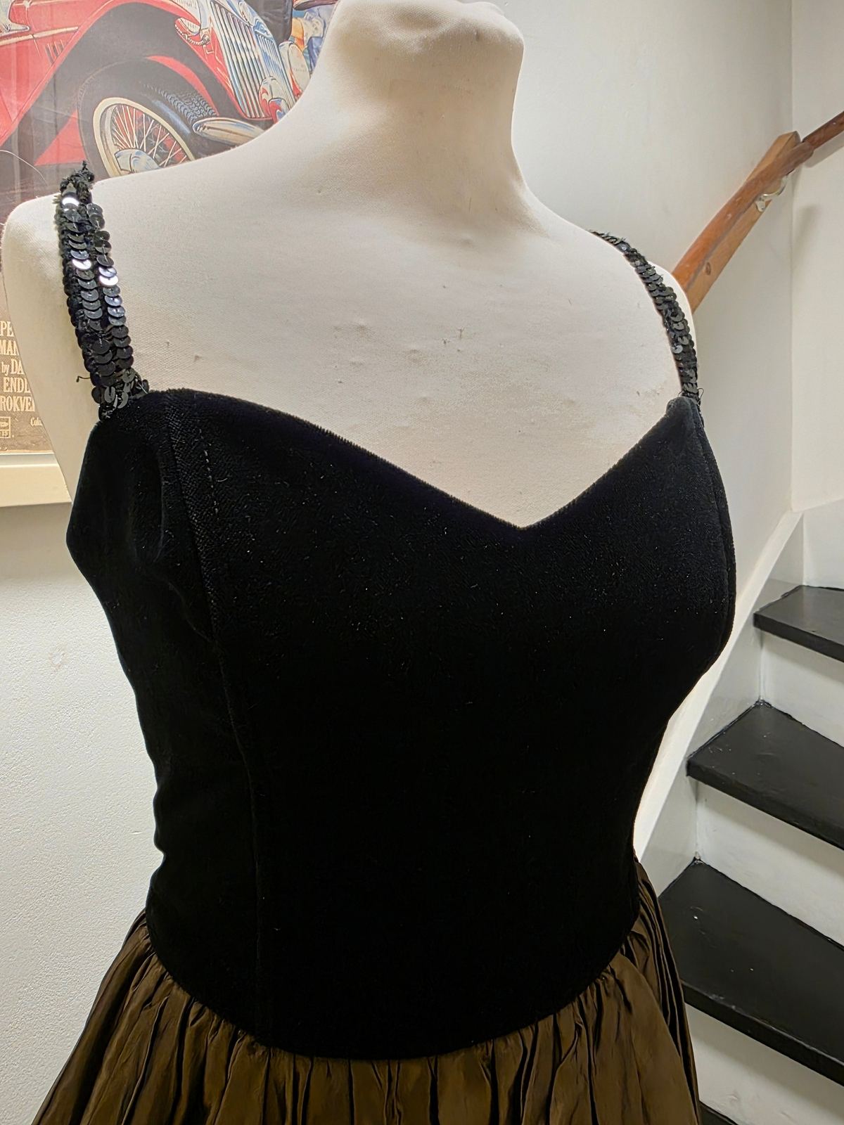 Vintage 1980's Velvet Strapped Party Dress