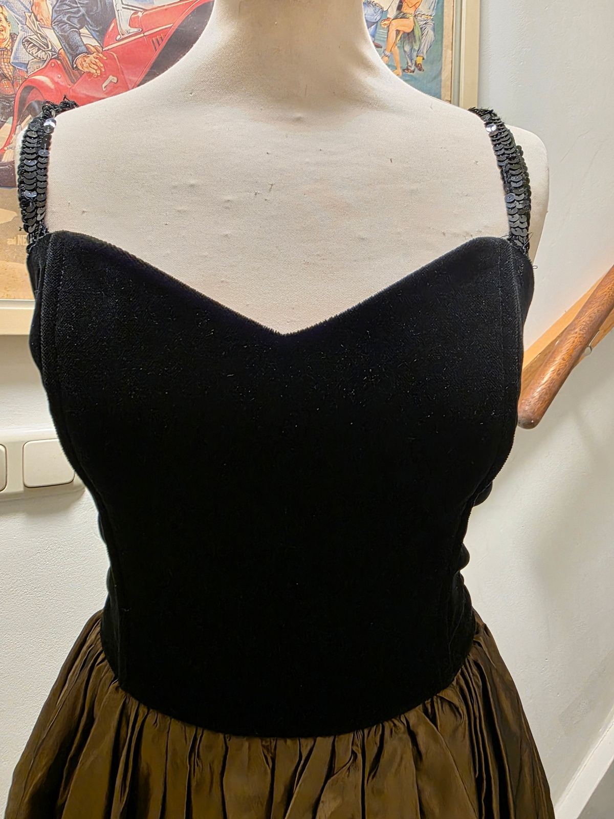 Vintage 1980's Velvet Strapped Party Dress