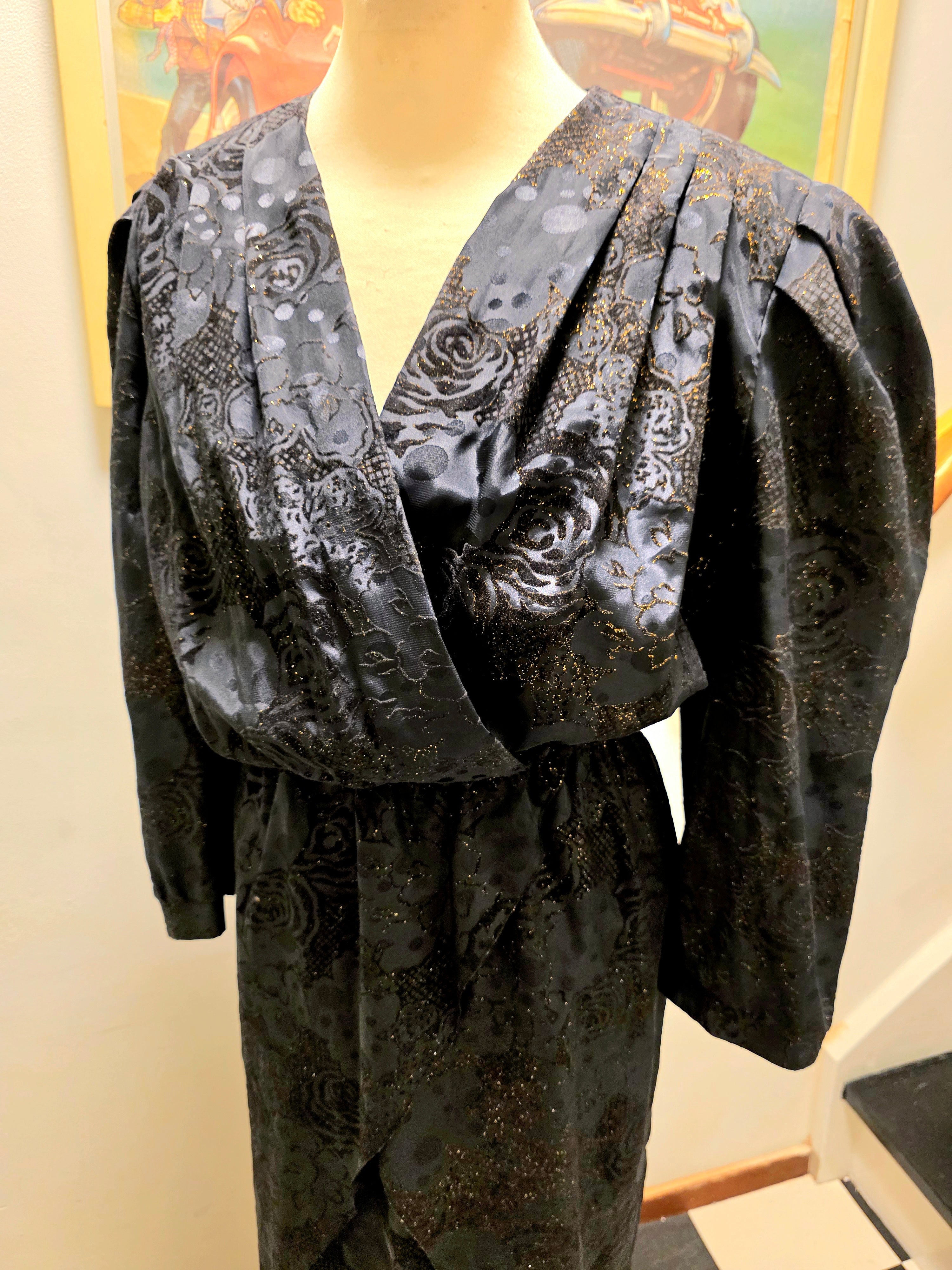 Vintage 80's Golden Gate Glitter Dress Jurk