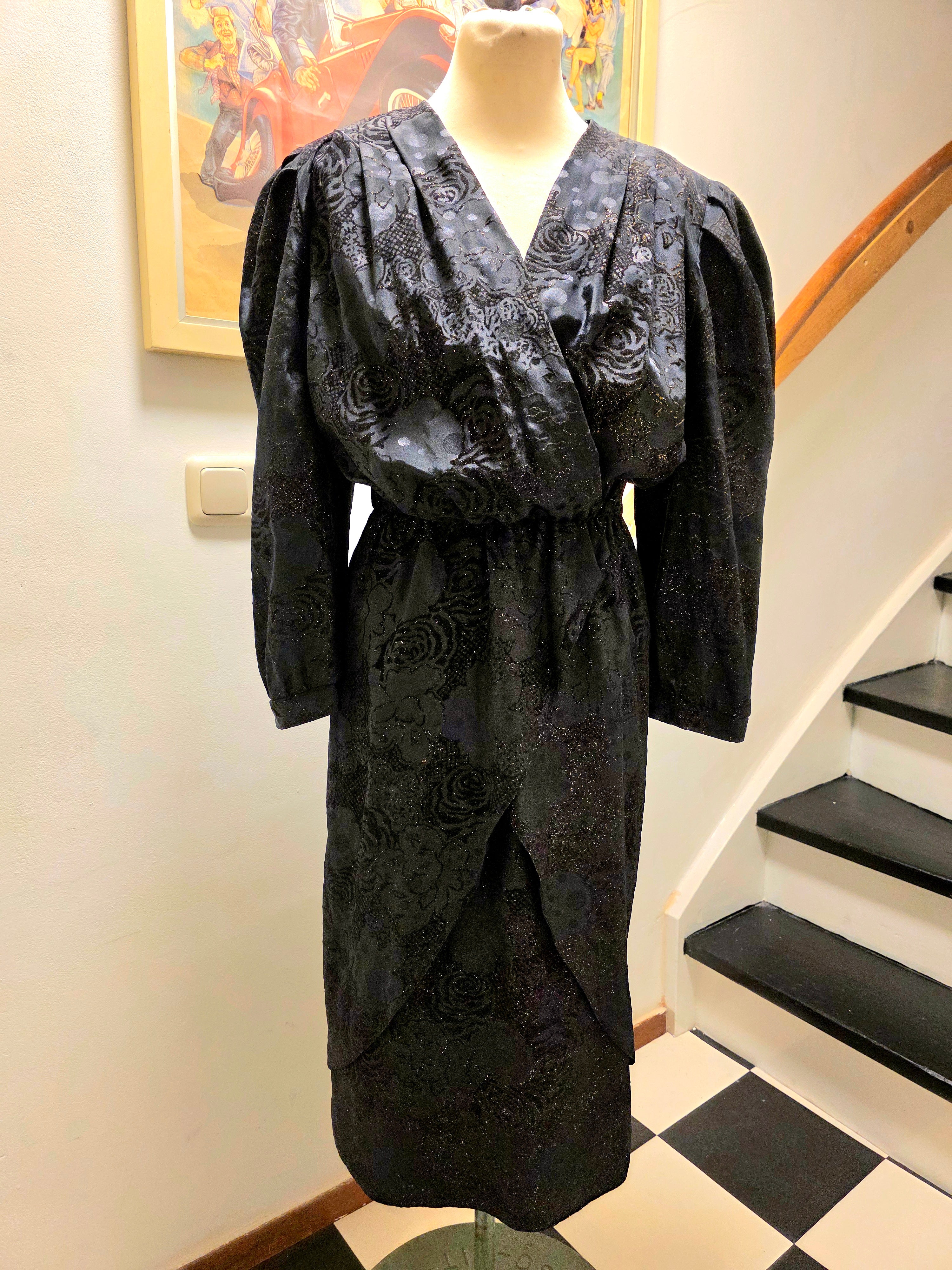 Vintage 80's Golden Gate Glitter Dress Jurk