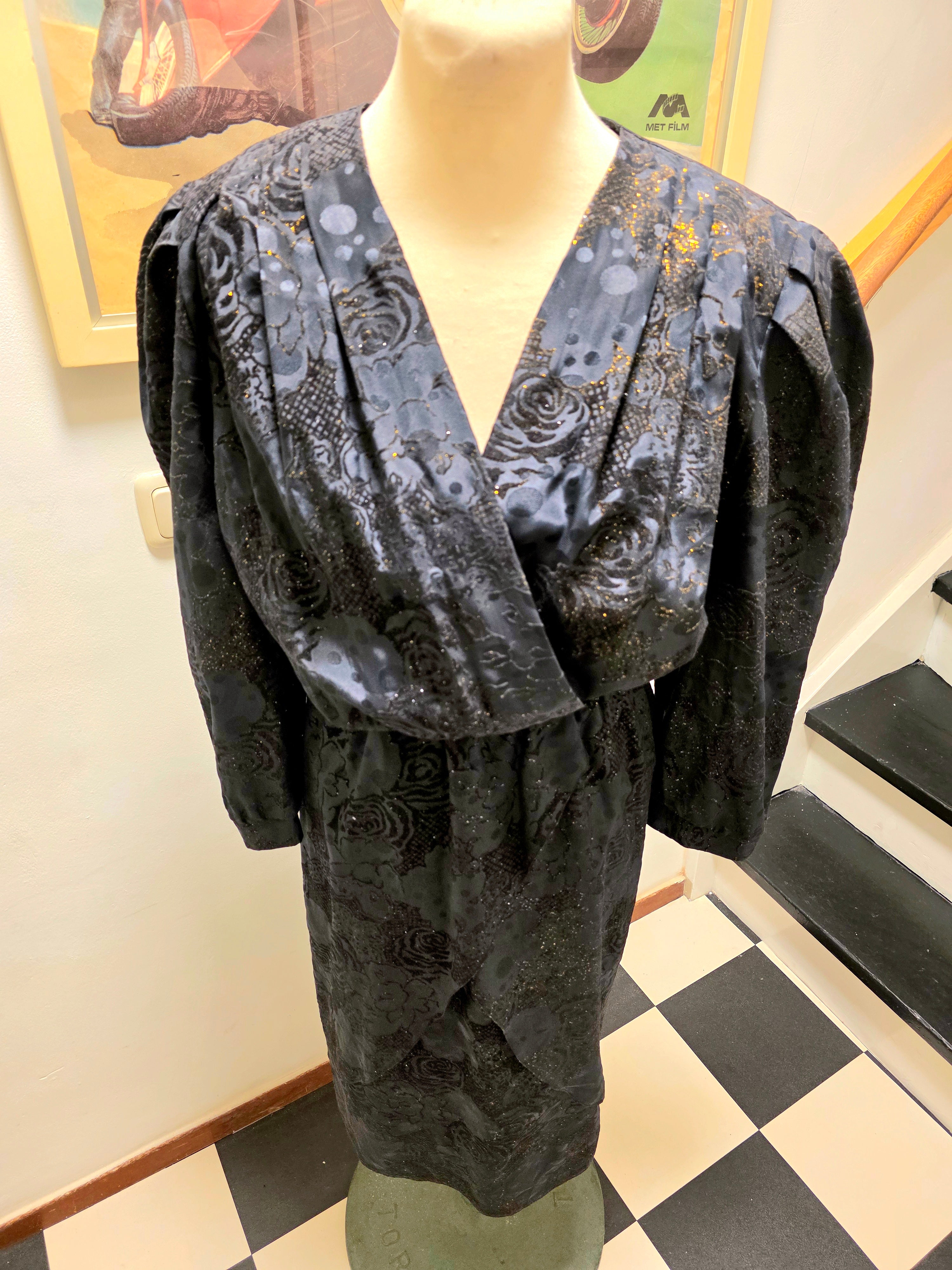 Vintage 80's Golden Gate Glitter Dress Jurk